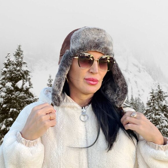 Shearling Sheepskin Leather Trapper Hat Aviator | Winter Hat | Ushanka - Picture 5 of 9
